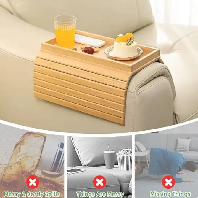 Foldable Tray For Snacks, Fruits And Beverages, Sofa Storage Tray