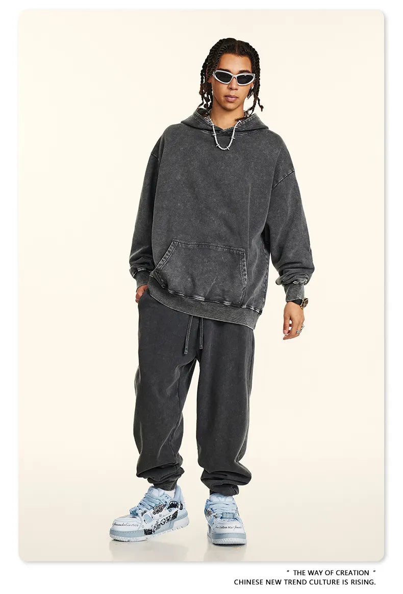 Loose Hooded Sweater Ankle Banded Pants Set