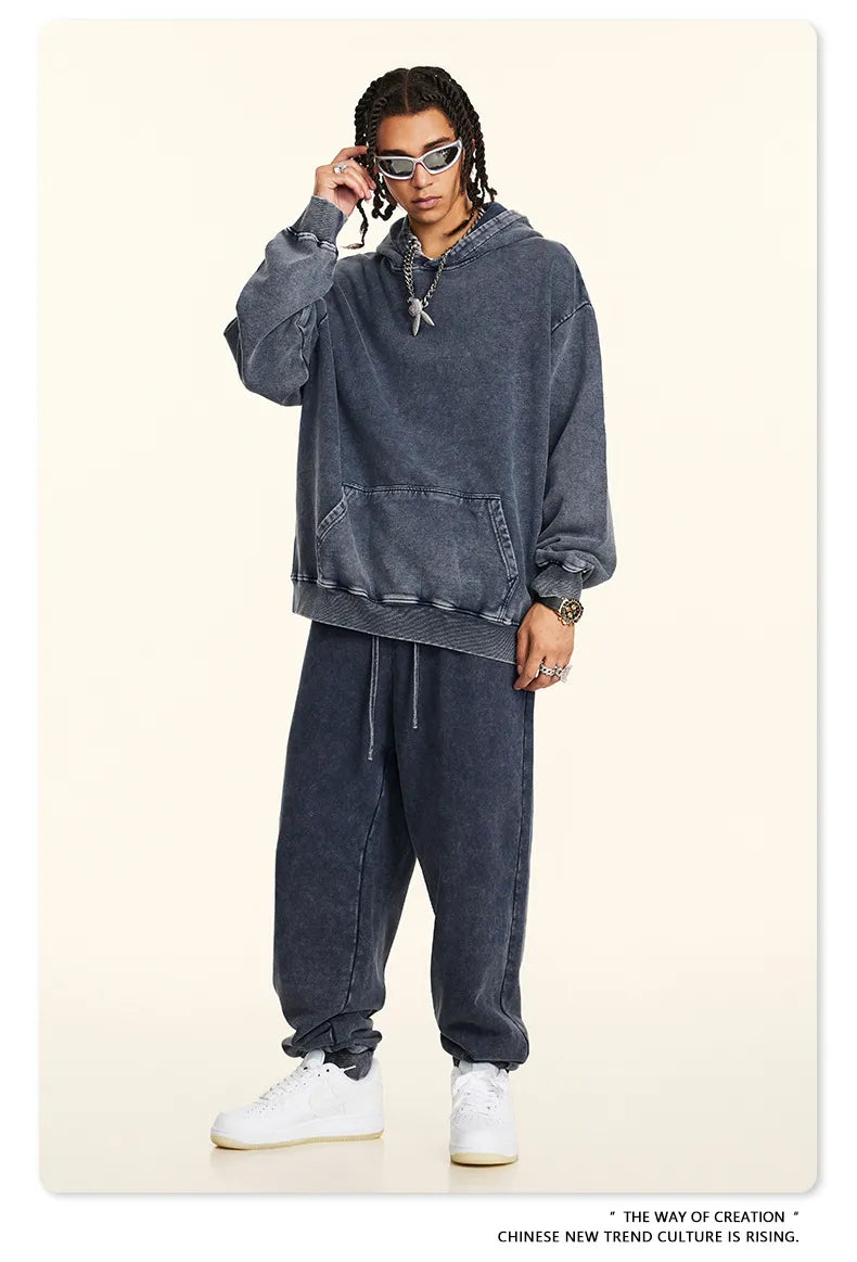 Loose Hooded Sweater Ankle Banded Pants Set